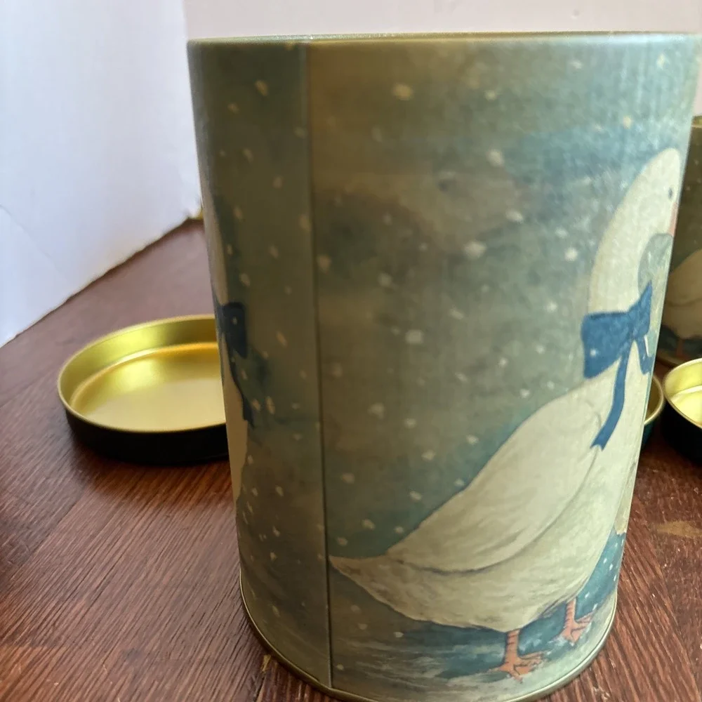 Vintage‎ Blue Bow Nesting Goose Canisters Tins 80s Country Farmhouse